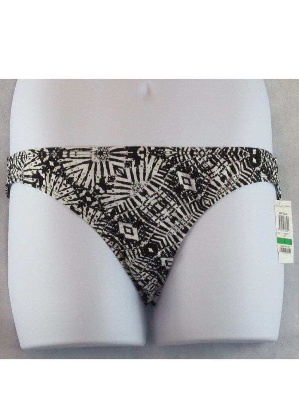 Bar III Womens Sand Dollar Cheeky Hipster Swim Bikini Bottom, Black White, Large